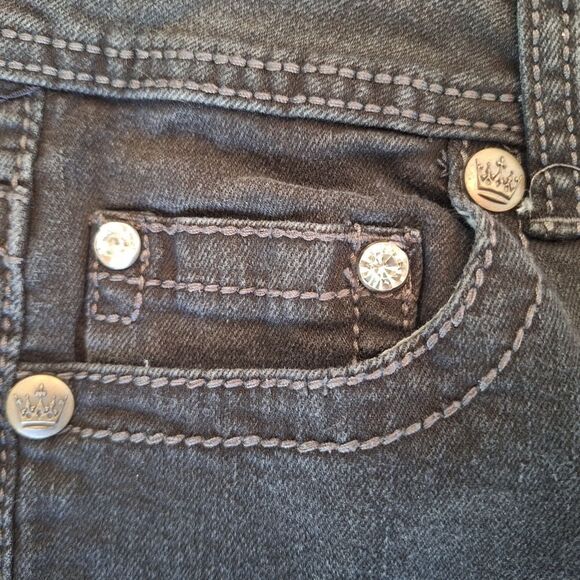 Rebel & Soul Embellished Skinny Jean Glitzy Wings Black Stretch Denim women's 10 - Picture 9 of 16